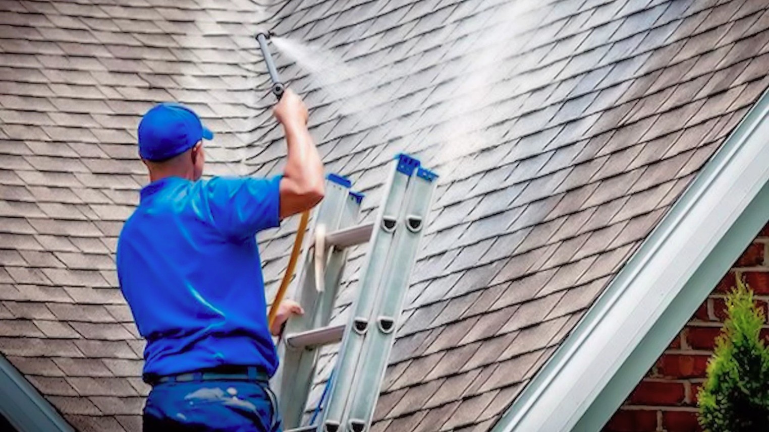 Regular roof washing removes moss, algae, and debris that damage shingles. Professional cleaning extends roof life and prevents costly repairs.